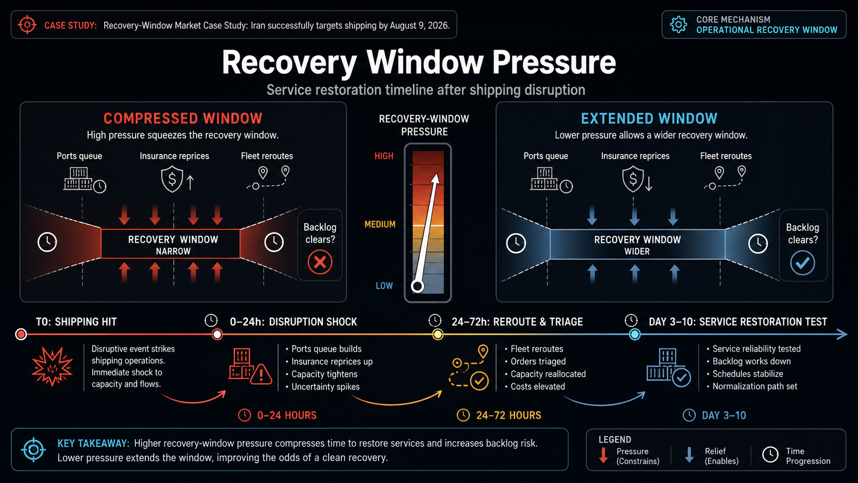 Recovery-Window Market Case Study: Iran successfully targets shipping by August 9, 2026 hero diagram